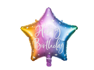 Happy Birthday Star Helium Balloon Ombre 40cm