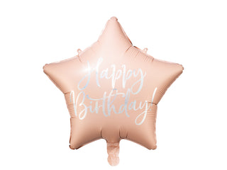 Happy Birthday Star Helium Balloon Beige 40cm