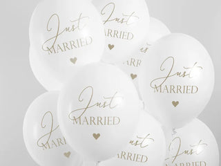 Just Married Latex Balloon White &amp; Gold 6-pack