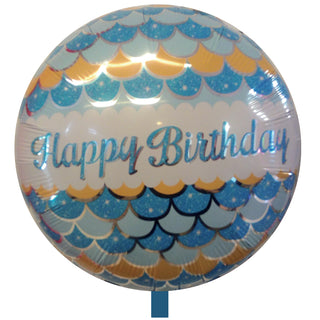 Happy Birthday Waves Blue Helium Balloon 45cm