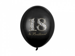 18års svarta latexballonger 6-pack