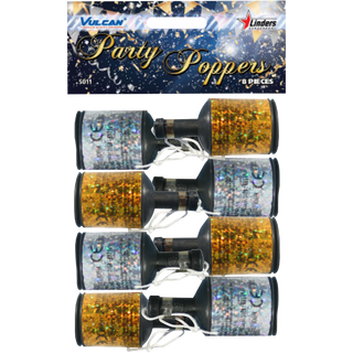 Party Poppers Gold/silver 8-pack