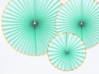 Paper feathers Mint green with Gold edge