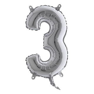 Number balloons Mini Silver 0-9