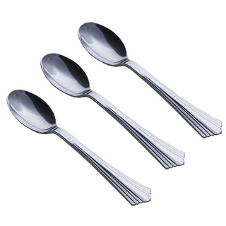 Plastic spoon in silver 24-pack