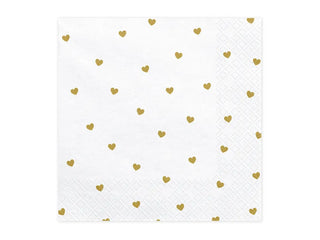 Napkins White with gold hearts