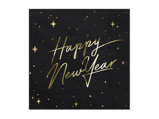 Servetter Happy New Year, Svart