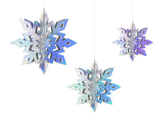 Hanging decoration Snowflakes iridescent 6-pack